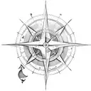 Nautical map with a compass rose tattoo design idea