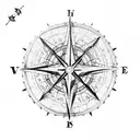 Nautical map with a compass rose tattoo design idea