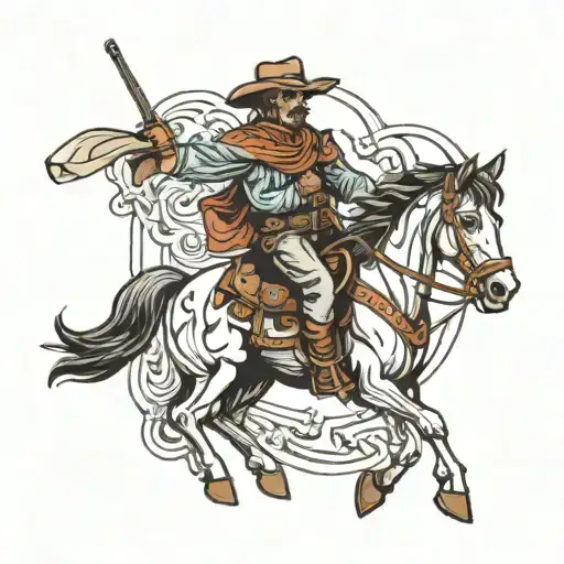 cowboy riding a horse tattoo design idea