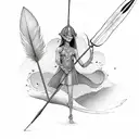 beach with arrow and feather tattoo design idea