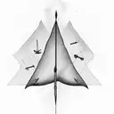 beach with arrow and feather tattoo design idea