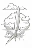 dagger with storm clouds tattoo design idea
