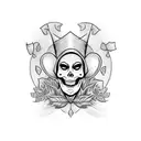 dancing skeleton with jester hat on tattoo design idea