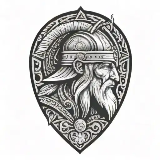 ancient Norse looking Minnesota Viking warrior tattoo design idea