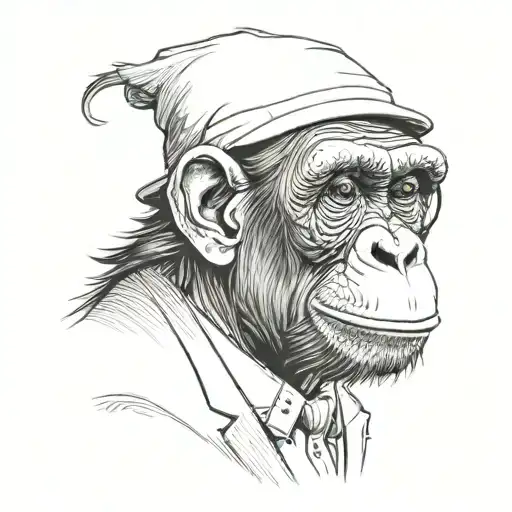 a chimpanzee as a professor  tattoo design idea