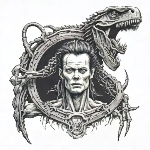 xenomorph alien with ripley sigourney weaver tattoo design idea