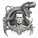 xenomorph alien with ripley sigourney weaver tattoo design idea