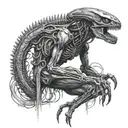 xenomorph alien with ripley sigourney weaver tattoo design idea