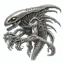xenomorph alien with ripley sigourney weaver tattoo design idea