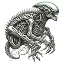 xenomorph alien with ripley sigourney weaver tattoo design idea