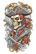 undead pirate tattoo design idea