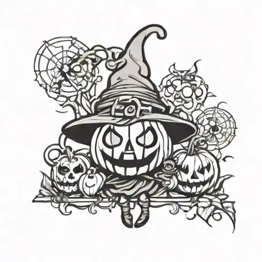 A cute and spooky Disney character dressed up for Halloween tattoo design idea
