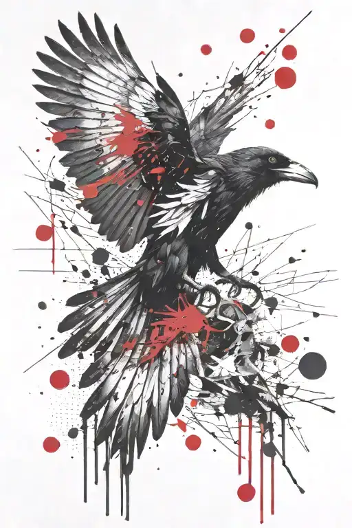 crow flying tattoo design idea