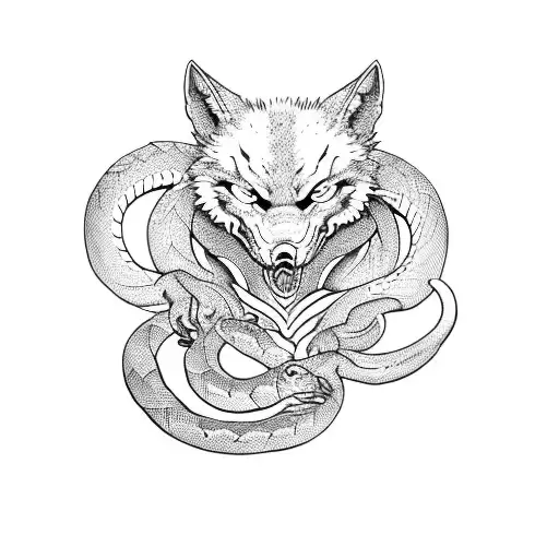 Snake, wolf and scorpion tattoo design idea