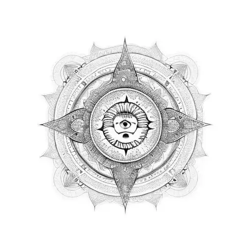Mandala Yin yang Sun stars Cross  Paisley sleeve tattoo design idea