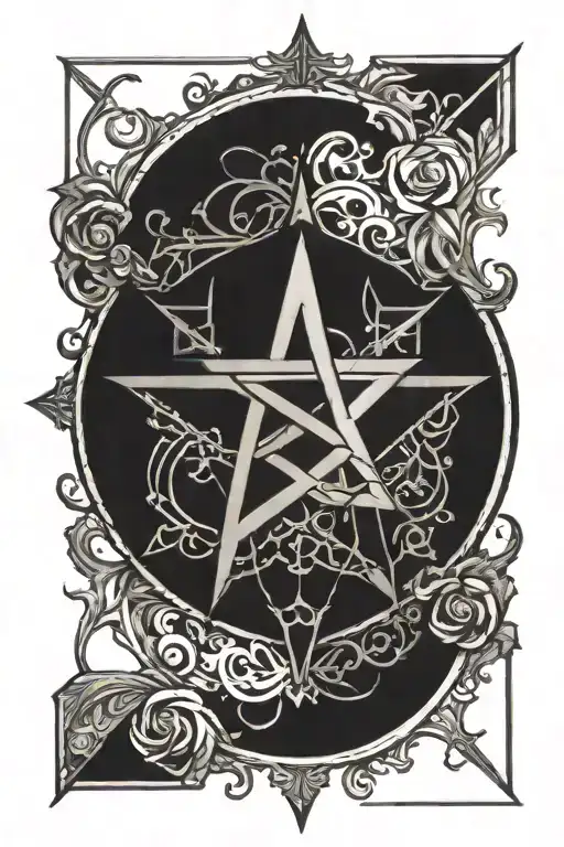 pentagram gothic style tattoo design idea