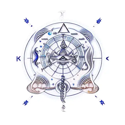 Gemini horoscope with light, energy, goodluck,charm, honesty symbol  tattoo design idea