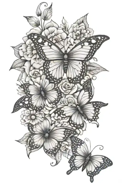 mandala flowers butterfly tattoo design idea