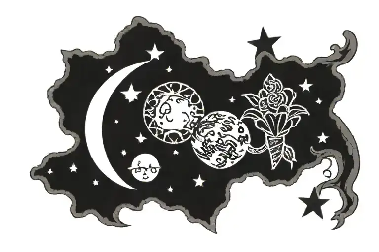 mom love you to the moon tattoo design idea