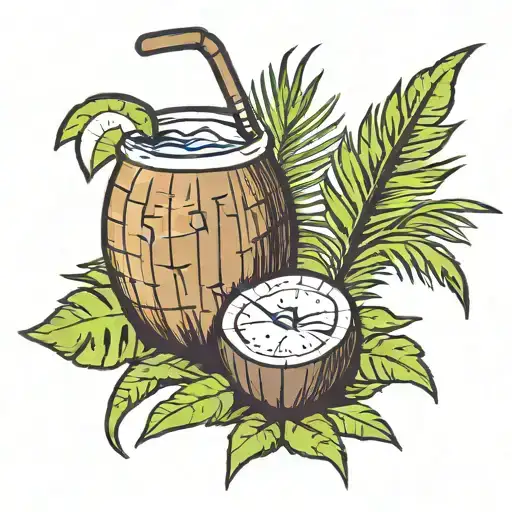 spiked hair coconut water in hand tattoo design idea