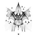 bat hanging upside down tattoo design idea