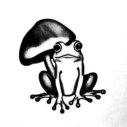 frog with mushroom tattoo design idea