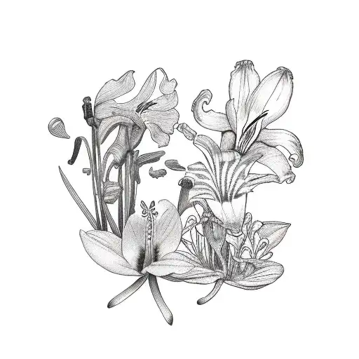 band aid with a tiger lily and 2 violets tattoo design idea