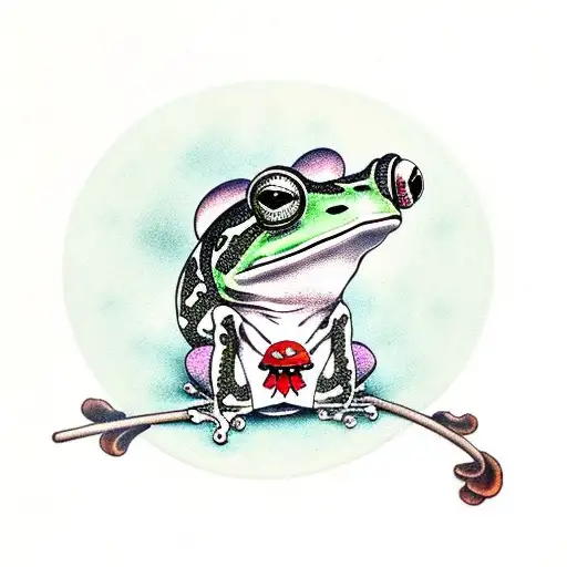 frog with mushroom tattoo design idea