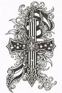 cross with American flag tattoo design idea