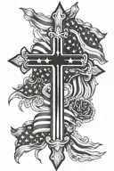 cross with American flag tattoo design idea