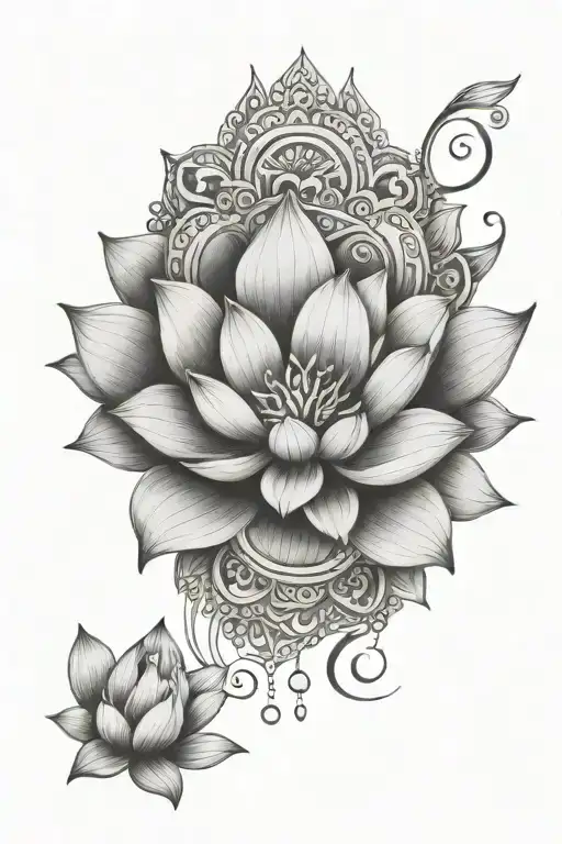 mandala and lotus tattoo design idea