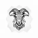 Ram head, front view, in hexagon, geometric, nordic, thrud le rouge barbe, dotted shadows tattoo design idea
