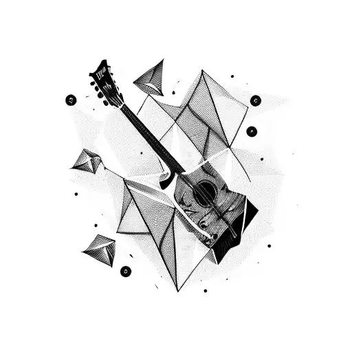 A guitar made out of origami animals tattoo design idea