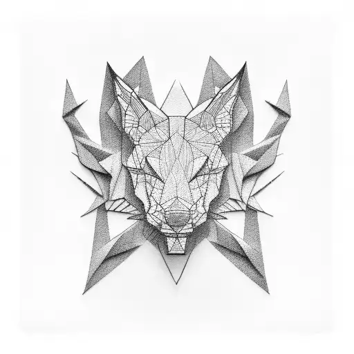 A guitar made out of origami animals tattoo design idea