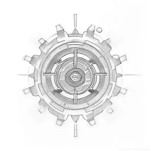 Gear and piston tattoo design idea
