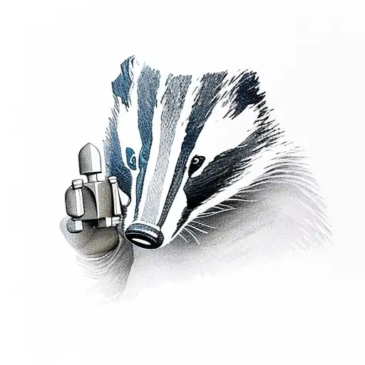 A badger constructing a lego structure tattoo design idea