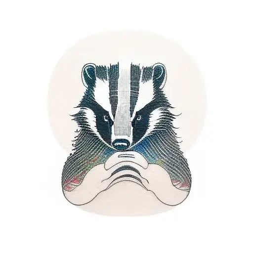 A badger constructing a lego structure tattoo design idea