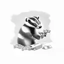 A badger constructing a lego structure tattoo design idea