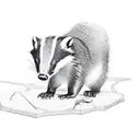 A badger constructing a lego structure tattoo design idea