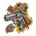 gang guns risk quats tattoo design idea