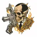 gang guns risk quats tattoo design idea