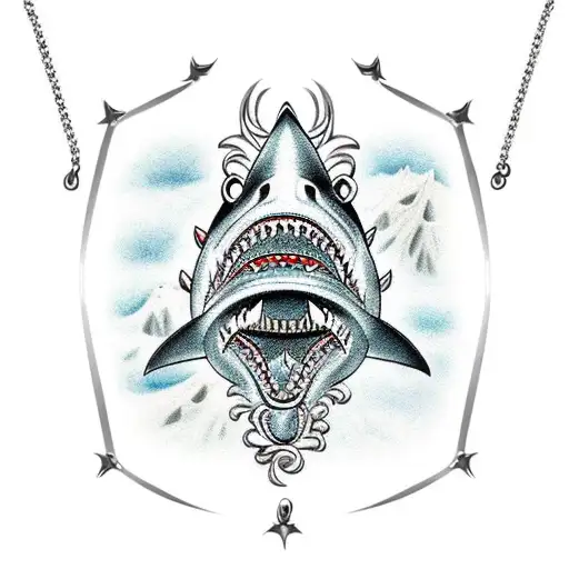 necklace with shark teeth tattoo design idea