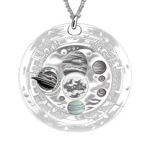 necklace with planets on it tattoo design idea