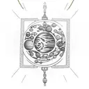 necklace with planets on it tattoo design idea