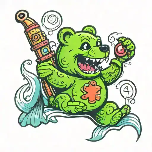 gummy bear fishing  tattoo design idea