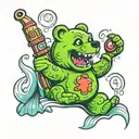 gummy bear fishing  tattoo design idea