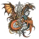 dragons 3 crosses tattoo design idea