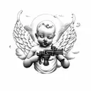 cherub with clouds tattoo design idea