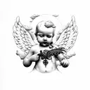 cherub with clouds tattoo design idea