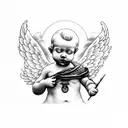cherub with clouds tattoo design idea